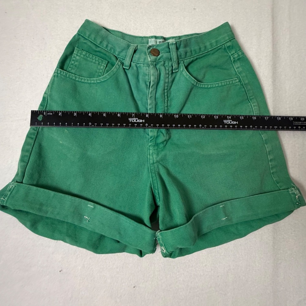 Vintage Guess Denim Shorts Womens 28 Green Excellent Vintage High Waist Cuffed - Picture 7 of 7